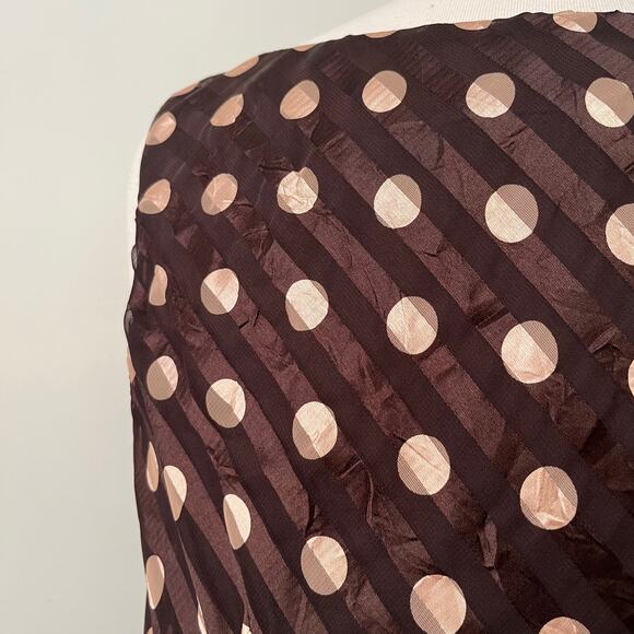 Vintage Y2K Polka Dot Brown Dress Cowl by Joseph Ribkoff // Size 10 Large - Picture 6 of 7